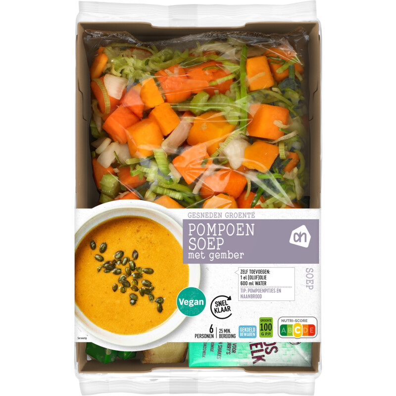 Een afbeelding van AH Gesneden verpakket pompoensoep gember