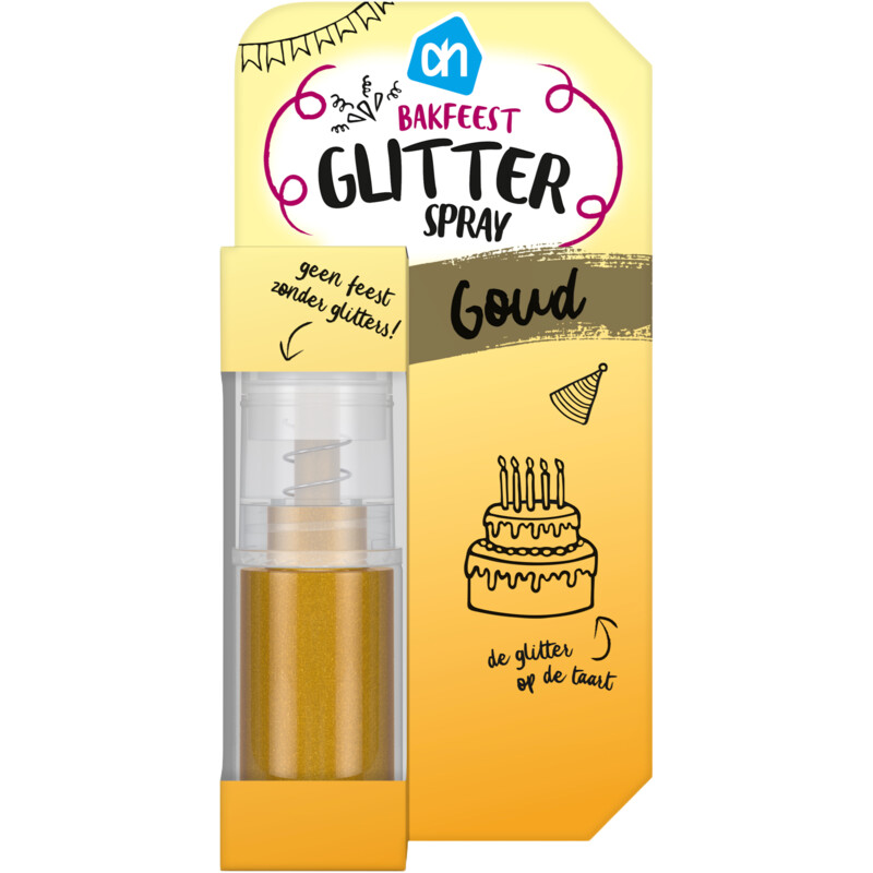 Een afbeelding van AH Bakfeest glitterspray goud