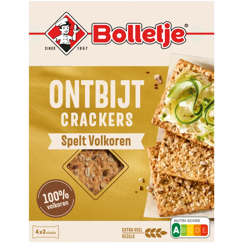 Bolletje Ontbijtcrackers spelt volkoren