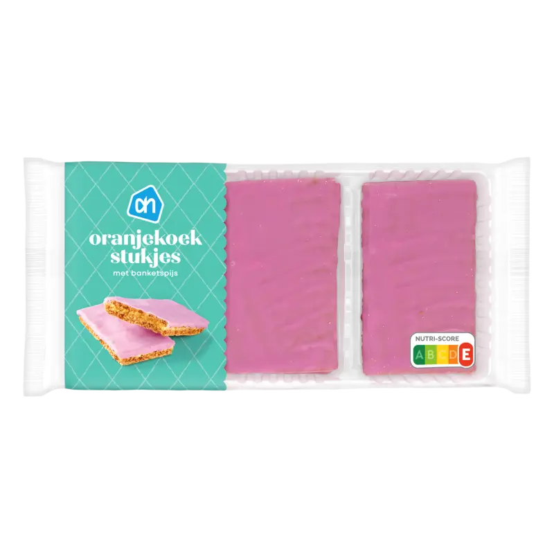 Oranjekoek stukjes met banketspijs