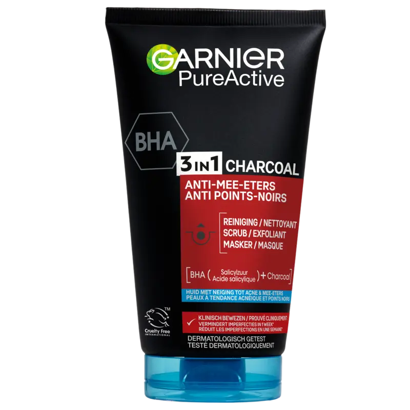 Garnier 3-in-1 charcoal reiniger, scrub & mask