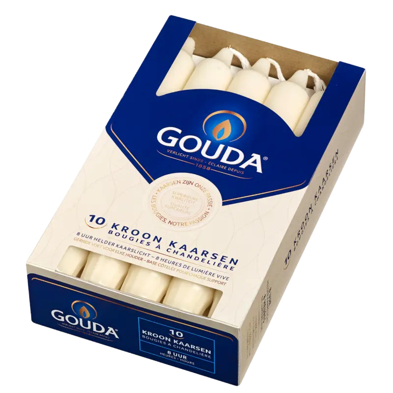 Gouda Kroonkaarsen ivoor 8 branduren