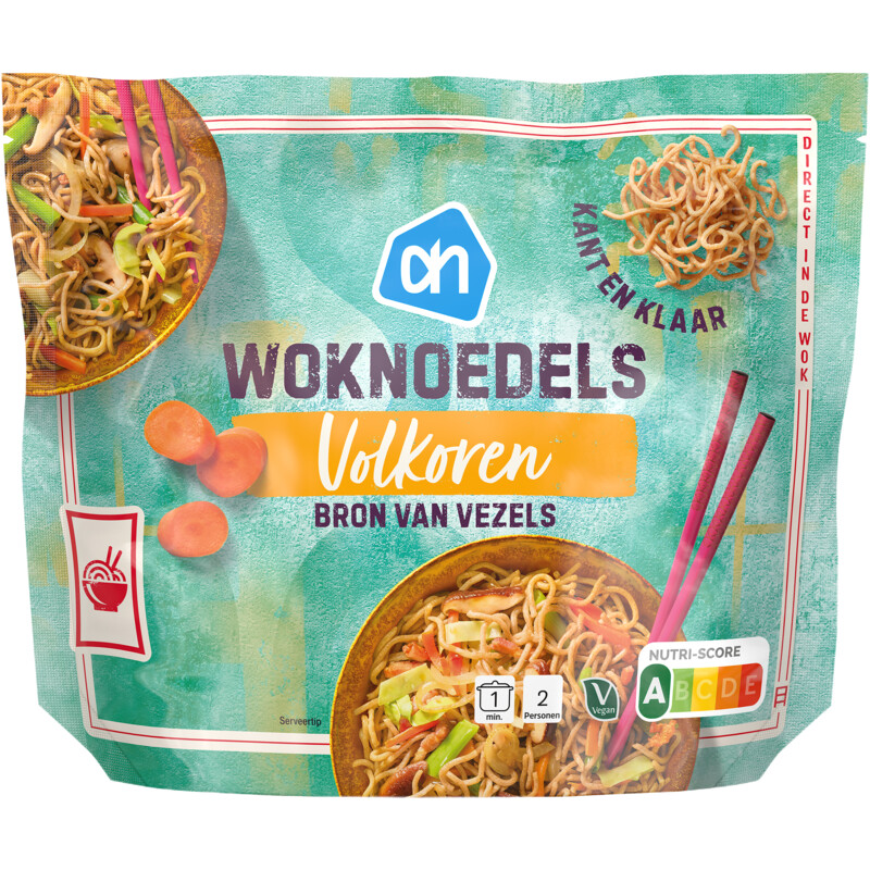 Een afbeelding van AH Woknoedels volkoren kant & klaar
