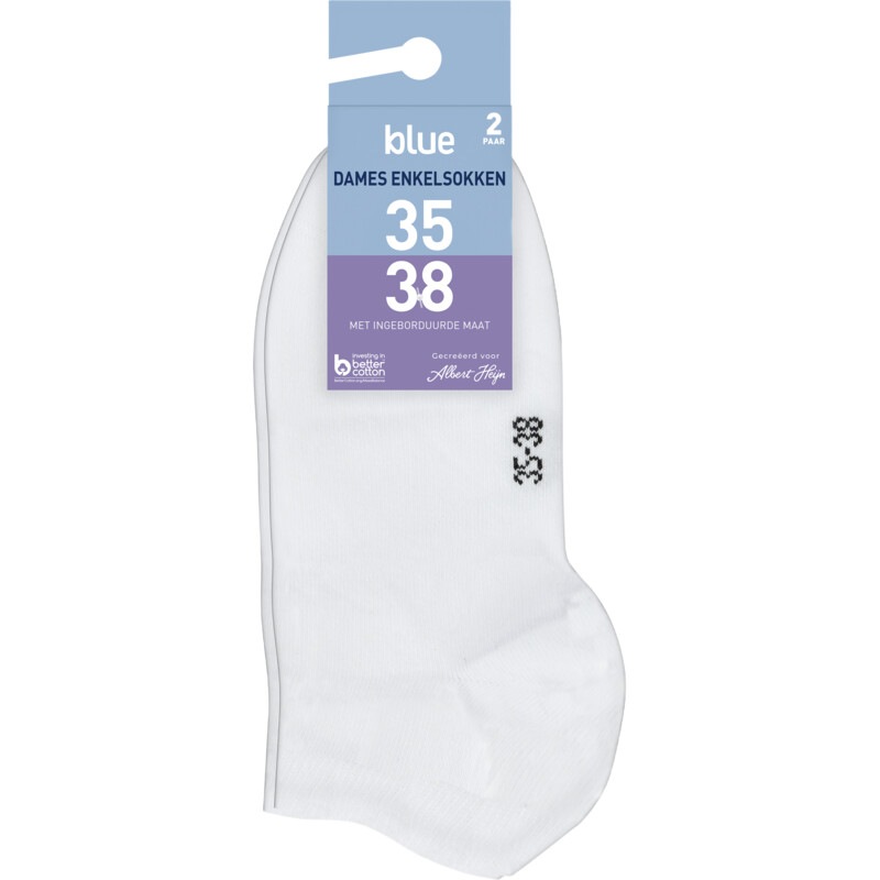 Een afbeelding van Blue Dames enkelsokken wit 35-38