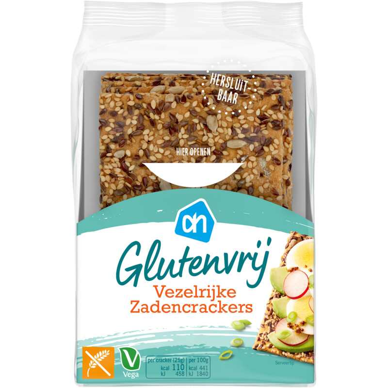 Een afbeelding van AH Glutenvrij Vezelrijke zadencrackers
