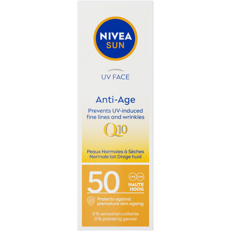 Een afbeelding van Nivea Sun Uv gezicht anti-age crème q10 spf50
