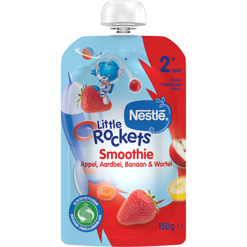 Een afbeelding van Nestlé Smoothie aardbei appel banaan wortel 2+