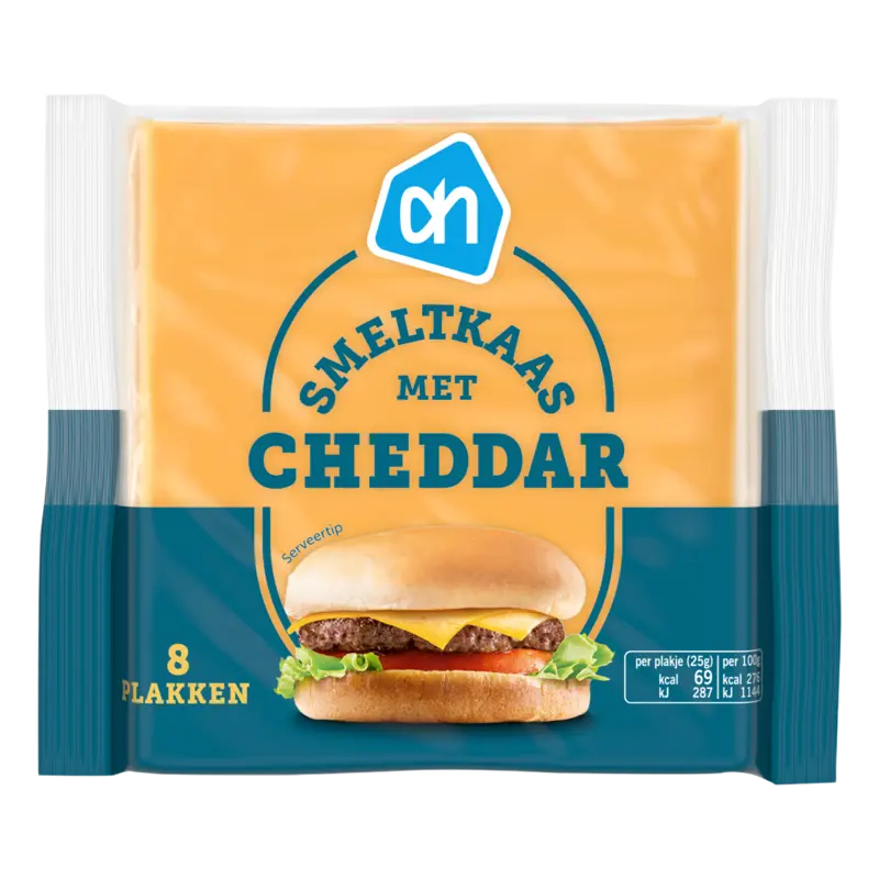 Smeltkaas met cheddar plakken