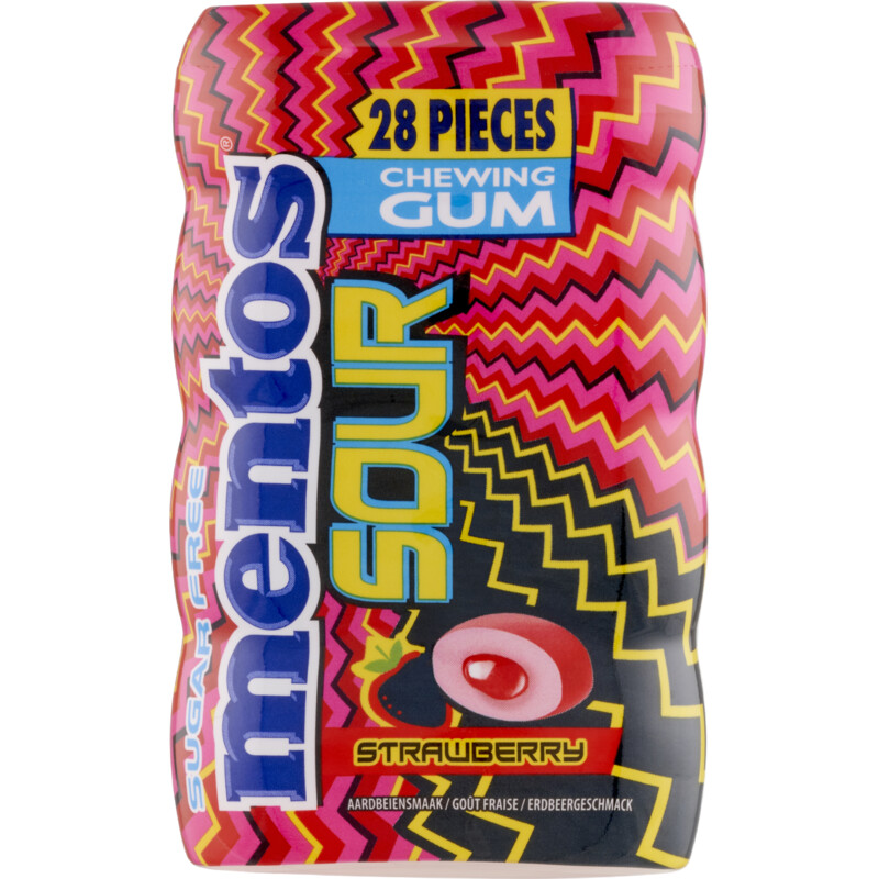 Een afbeelding van Mentos Gum Sour strawberry
