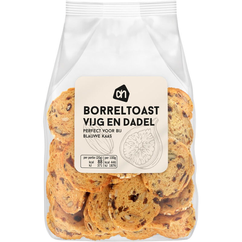 Een afbeelding van AH Borrel toast vijgen dadels