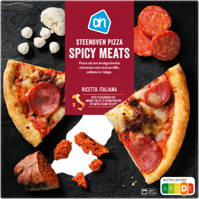 Een afbeelding van AH Steenoven pizza spicy meats