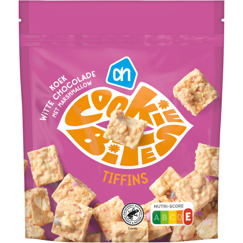 Een afbeelding van AH Cookie bites tiffins witte chocolade