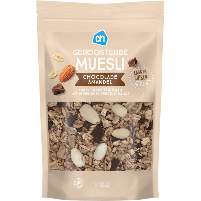 Een afbeelding van AH Geroosterde muesli chocolade-amandel