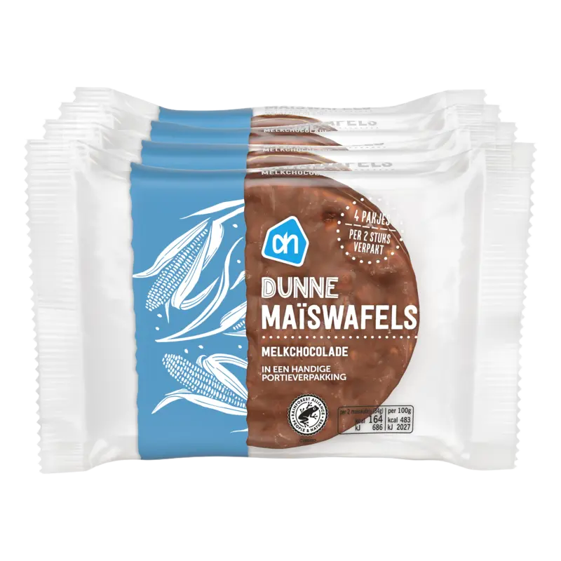 Dunne maïswafels melkchocolade 4-pack