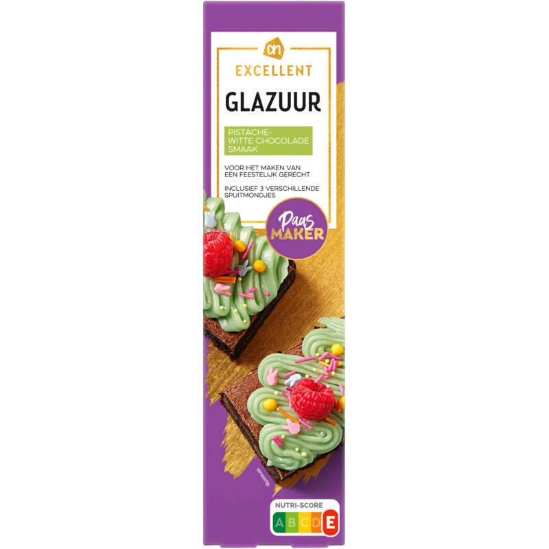Een afbeelding van AH Excellent Glazuur pistache witte chocolade smaak