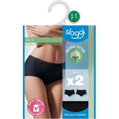 pdp-image-Sloggi Dames midi 2-pack zwart maat 44