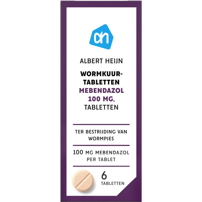 Een afbeelding van AH Wormkuurtabletten mebendazol 100mg