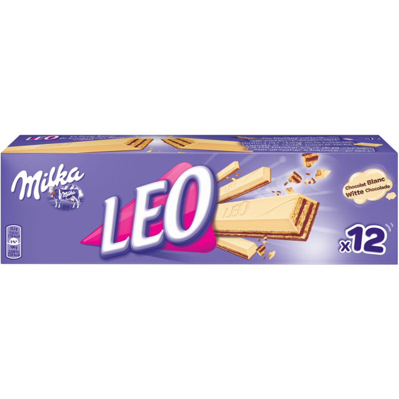 Een afbeelding van Milka Leo witte chocolade bel
