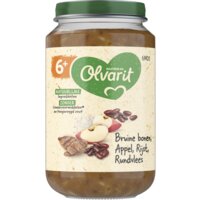 Een afbeelding van Olvarit Bruine boon appel rundvlees rijst 6m+