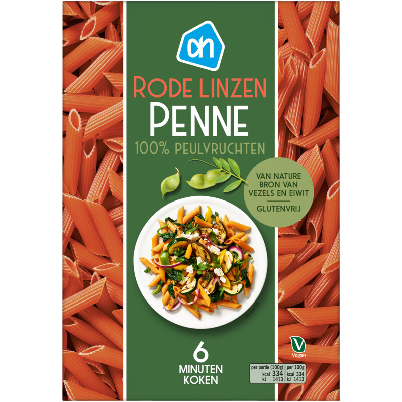 Een afbeelding van AH Rode linzen penne