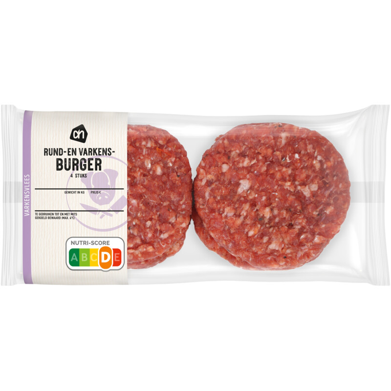 Een afbeelding van AH Rund- en varkensburger 4 stuks