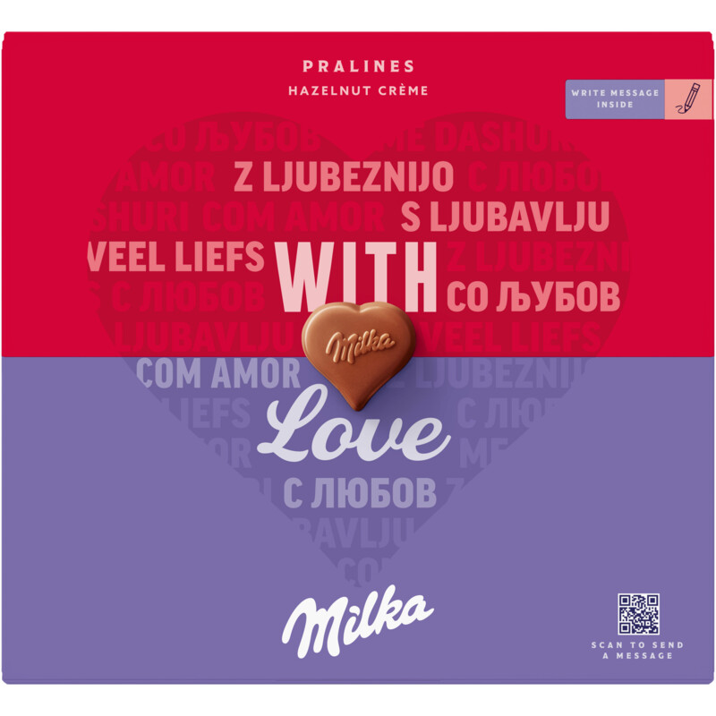 Een afbeelding van Milka With love pralines hazelnut crème