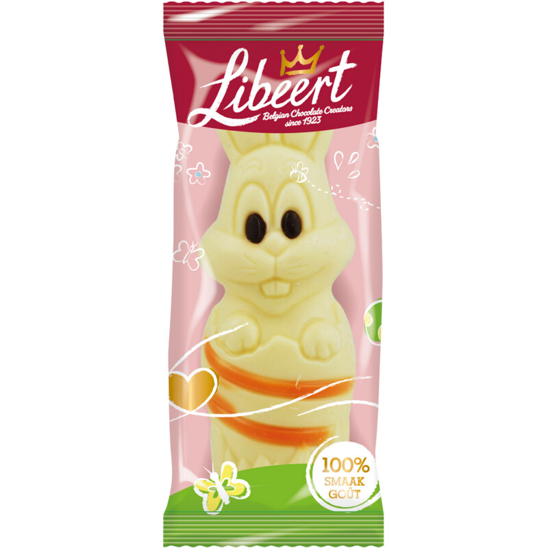 Een afbeelding van Libeert Haasjes witte & melkchocolade color bel
