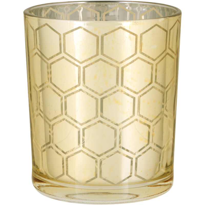 Een afbeelding van Decoris Theelichthouder goud hexagon verticaal