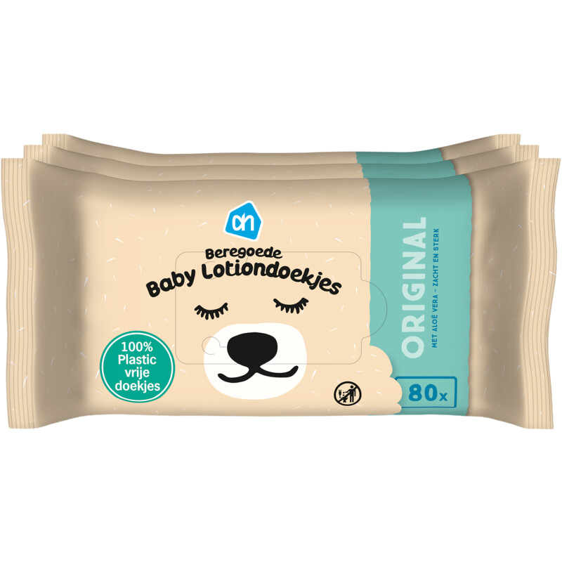 Een afbeelding van AH Beregoede baby lotiondoekjes 3-pack