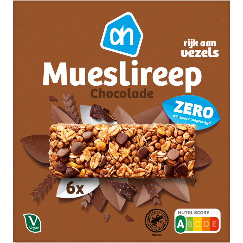 Een afbeelding van AH Mueslireep chocolade zero