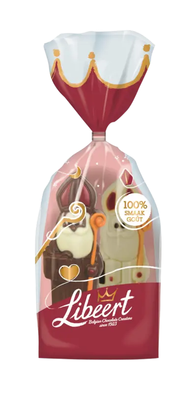 Libeert Sinterklaas melk wit duo-pack bel