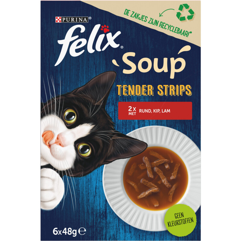 Een afbeelding van Felix Soup tender strips rund kip lam