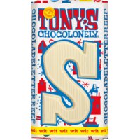 Een afbeelding van Tony's Chocolonely Letter reep wit S