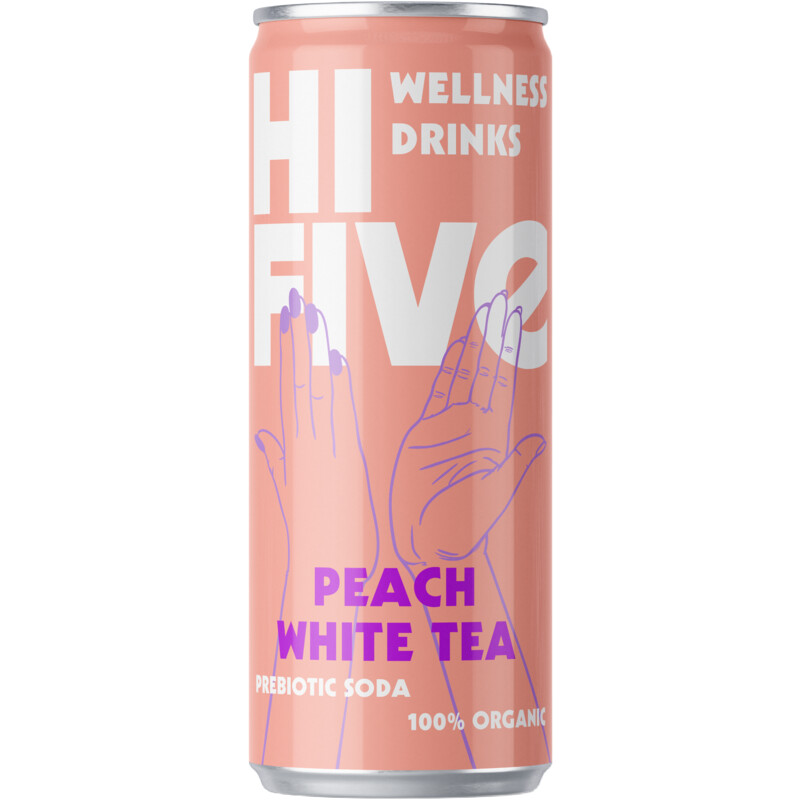 Een afbeelding van Hi-Five Wellness drinks peach white tea