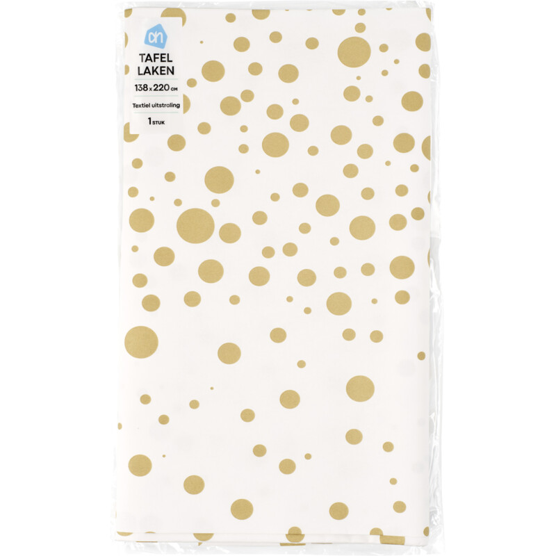 Een afbeelding van AH Tafellaken goud stip 138x220cm