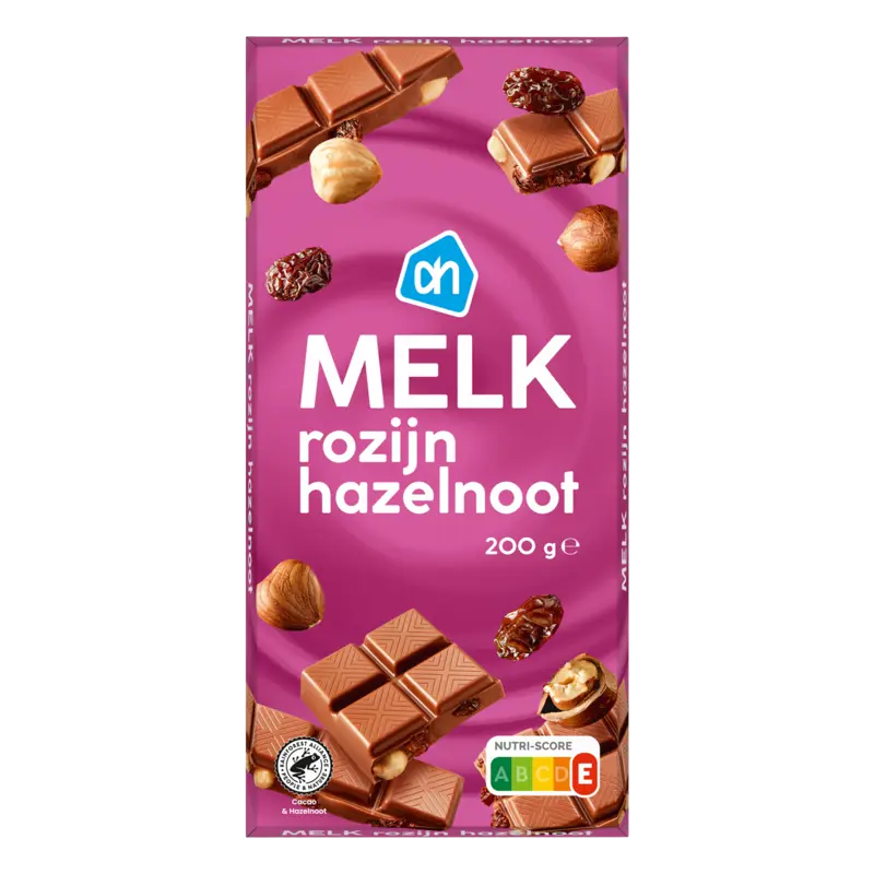 Reep melk hazelnoot rozijn