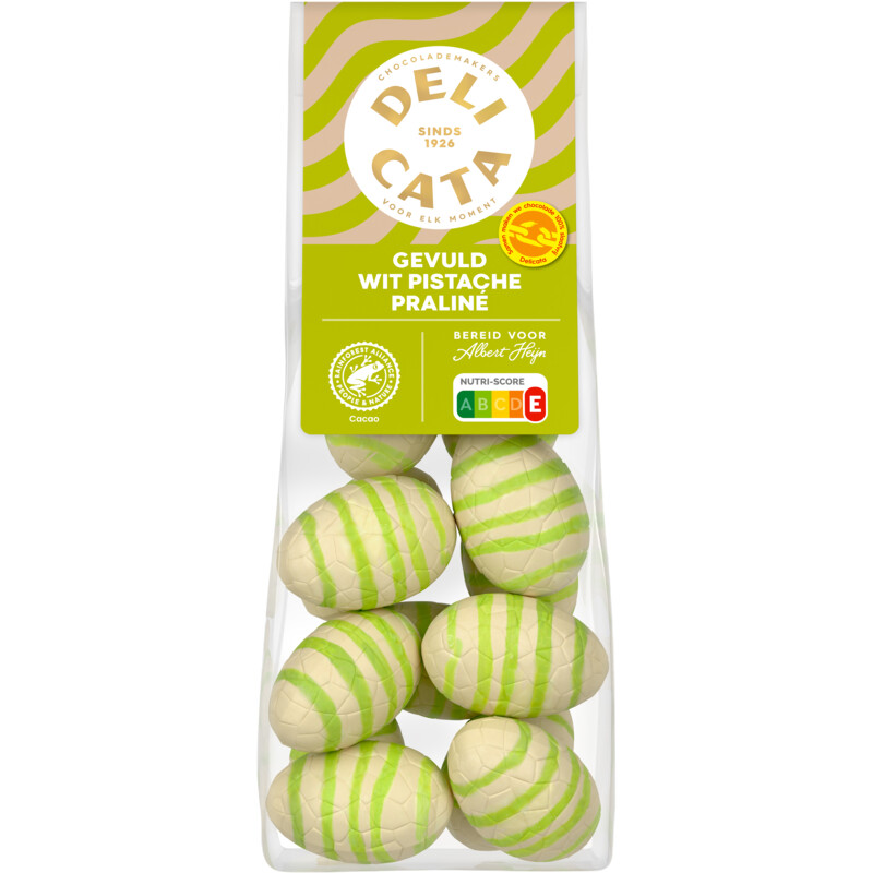 Een afbeelding van Delicata Paaseitjes gevuld wit pistache praliné