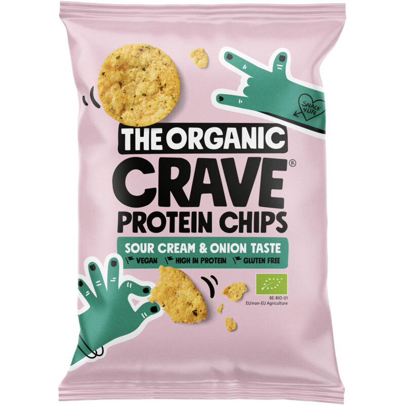 Een afbeelding van The Organic Crave Protein chips sour cream & onion