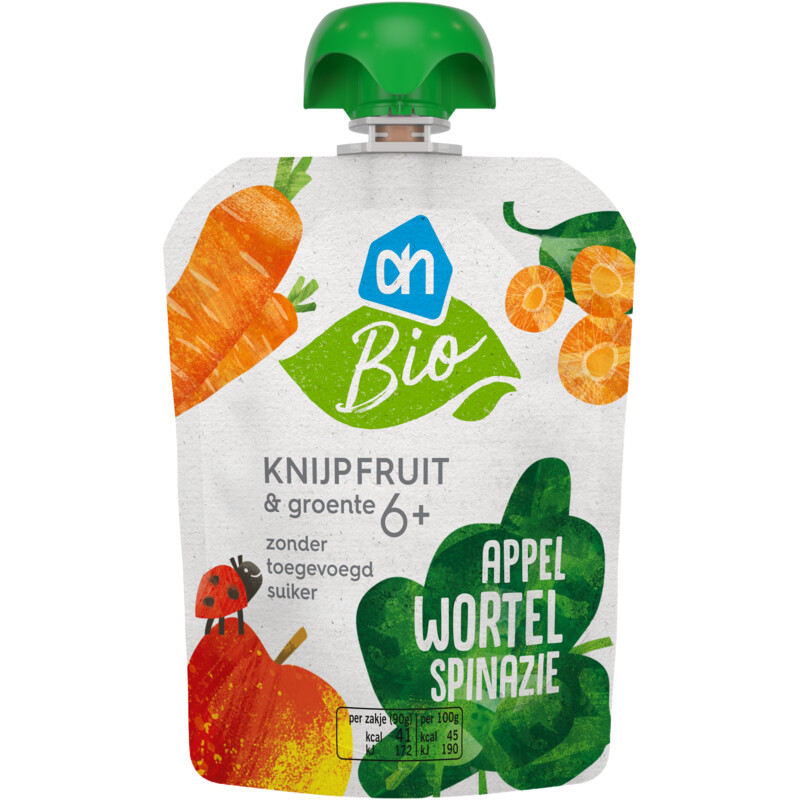 Een afbeelding van AH Biologisch Knijpfruit appel wortel spinazie 6m+