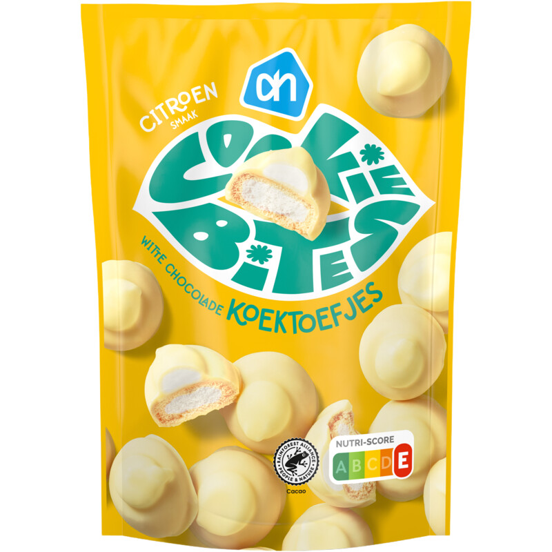 Een afbeelding van AH Cookie bites koektoefjes met citroen