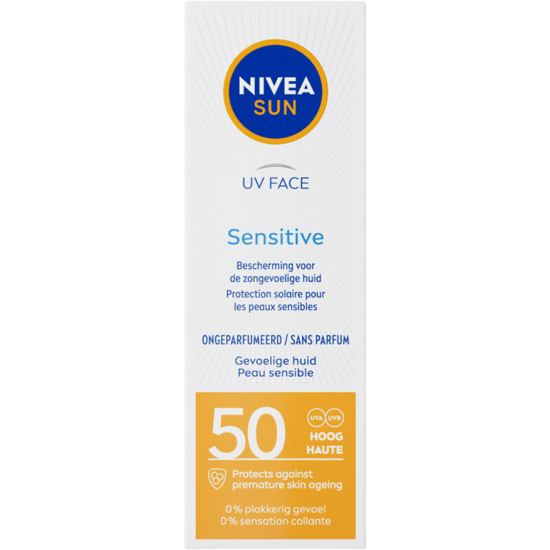 Een afbeelding van Nivea Sun Uv gezicht sensitive crème spf50