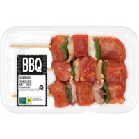 Een afbeelding van AH BBQ gekruide shaslick met spek