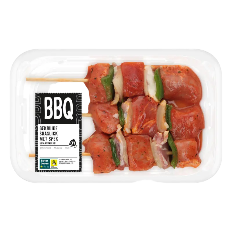 BBQ gekruide shaslick met spek