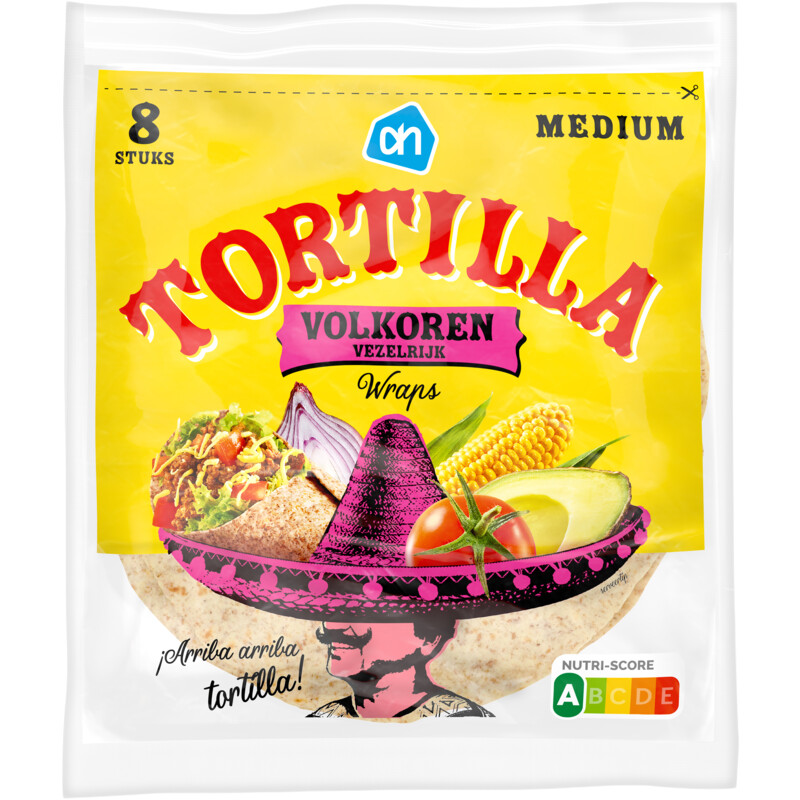 Een afbeelding van AH Tortilla volkoren wraps medium