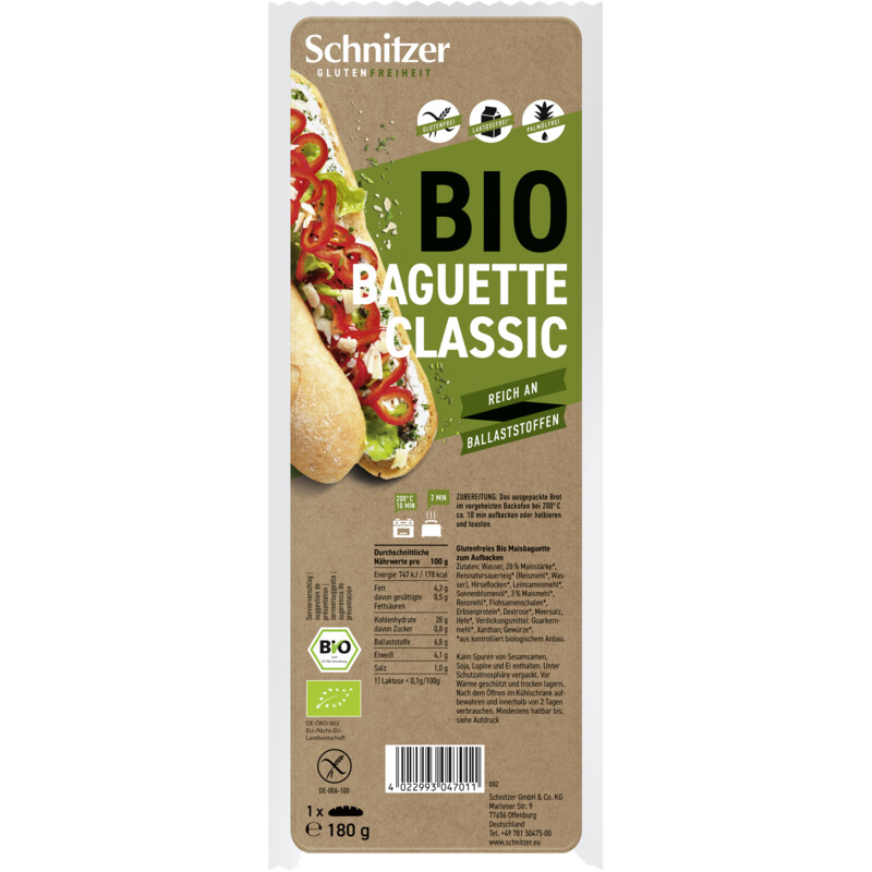 Een afbeelding van Schnitzer Bio baguette classic glutenvrij