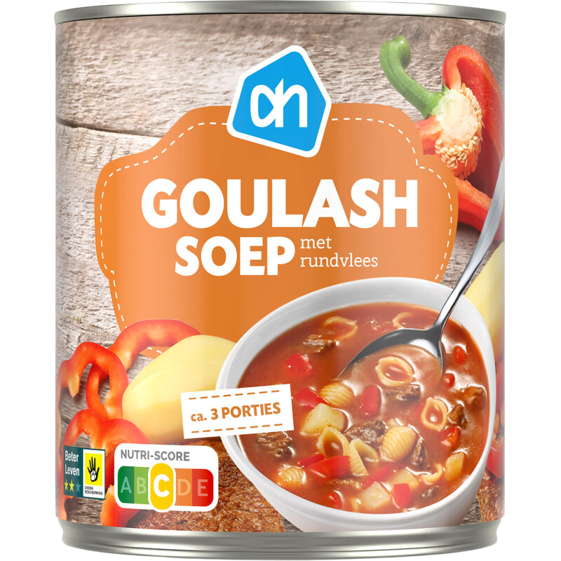 Een afbeelding van AH Goulash soep met rundvlees