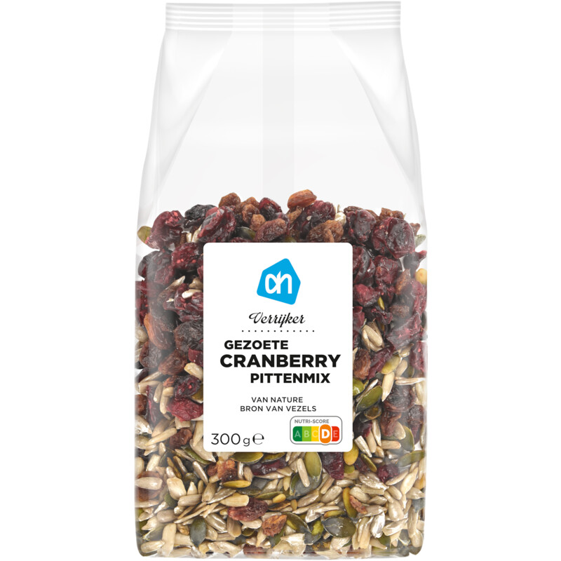 Een afbeelding van AH Verrijker gezoete cranberry pittenmix