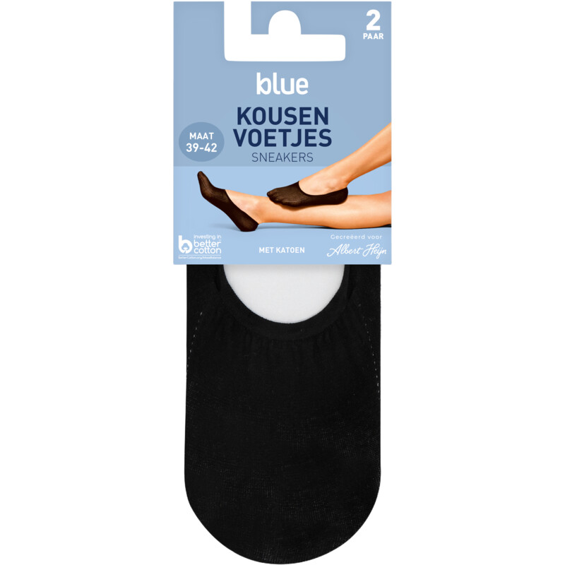 Een afbeelding van AH Kousenvoet sneaker katoen zwart mt 39-42