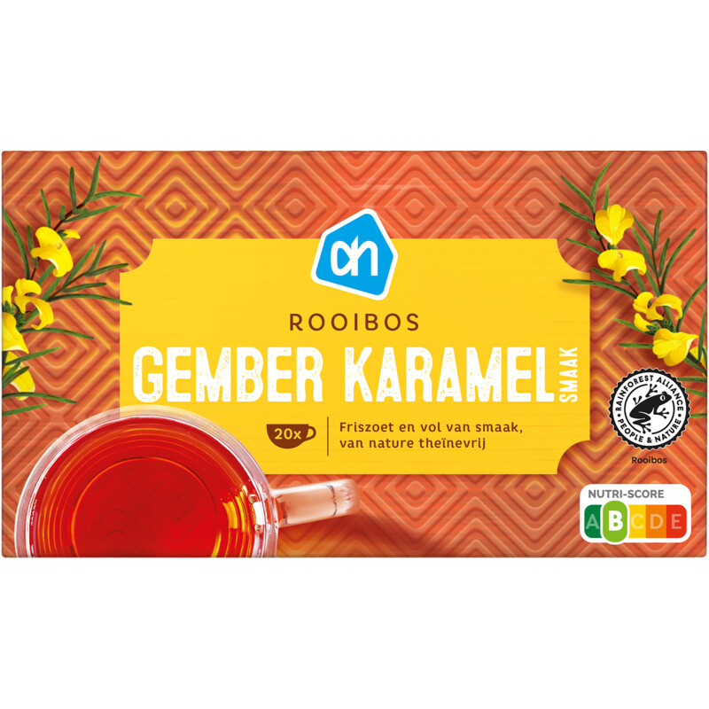 Een afbeelding van AH Rooibos karamel gember