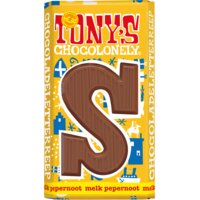 Een afbeelding van Tony's Chocolonely Melkchocolade letterreep pepernoot S